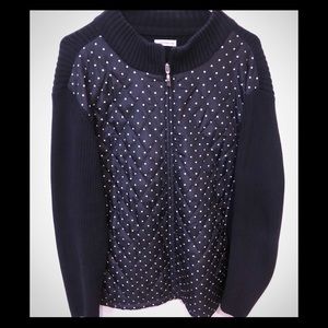 Croft & Barrow Black & White Polka Dot Sweater 2X